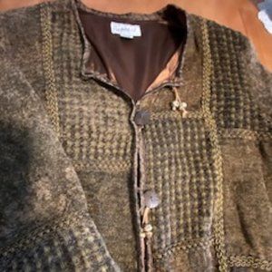 Flashback Braided Crocheted Brown Jacket - Size M